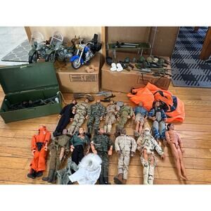 Vintage GI Joe 12” Action Figure Lot w/ Vehicles Accessories Footlocker Military
